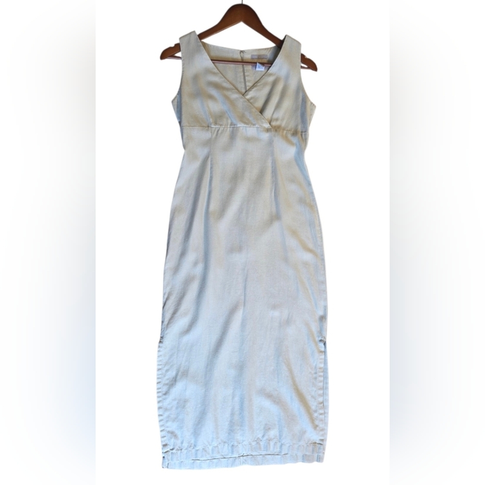 Linen Maxi Dress Size 1 Excellent condition. Sleeveless. V neck crossover. - Picture 8 of 8